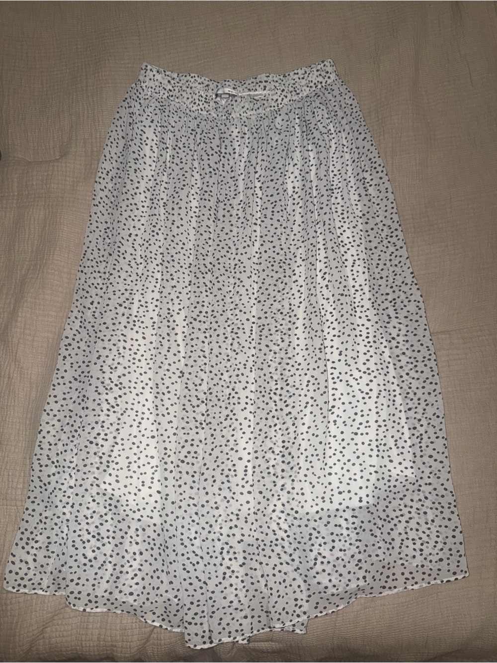 WD.NY White Maxi Skirt with Black Dot Print
